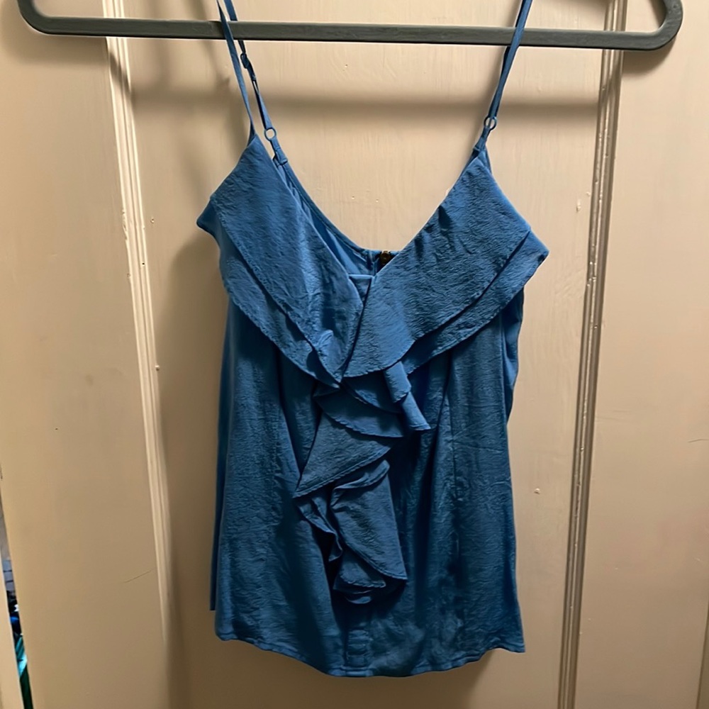 Blue Ruffled Tank Top